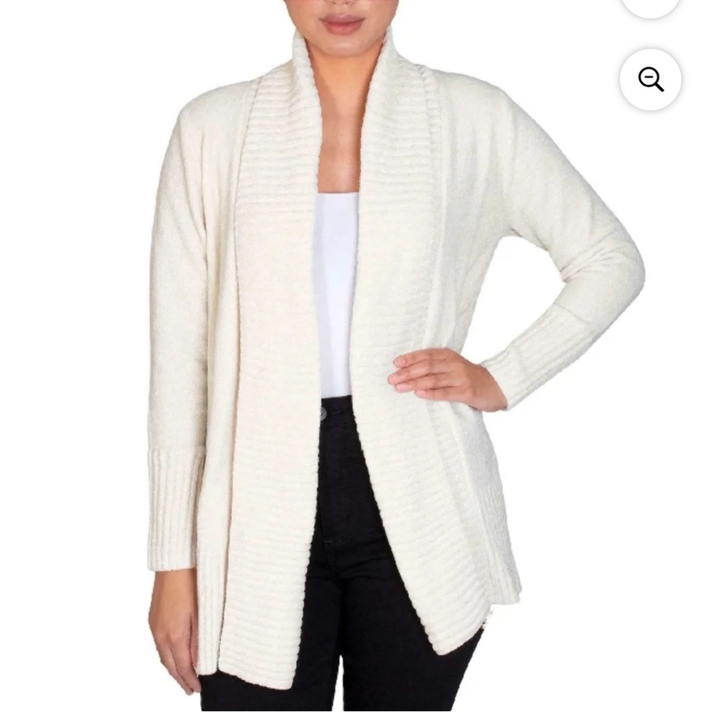 NWT $69 Seven7 Super Soft Cozy Chenille Cardigan Sweater Antique White size Med - Picture 12 of 16